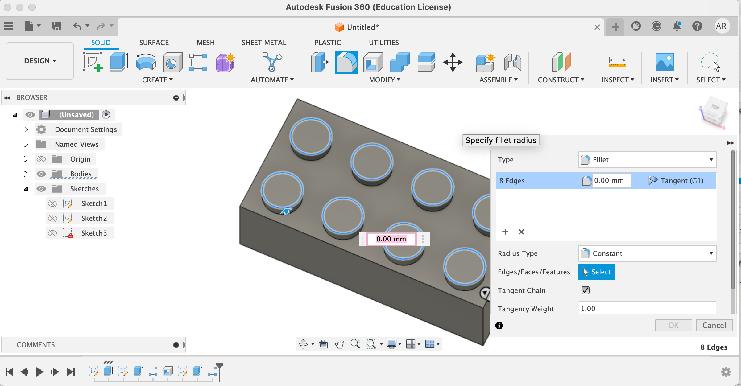 Fusion 360 sketch